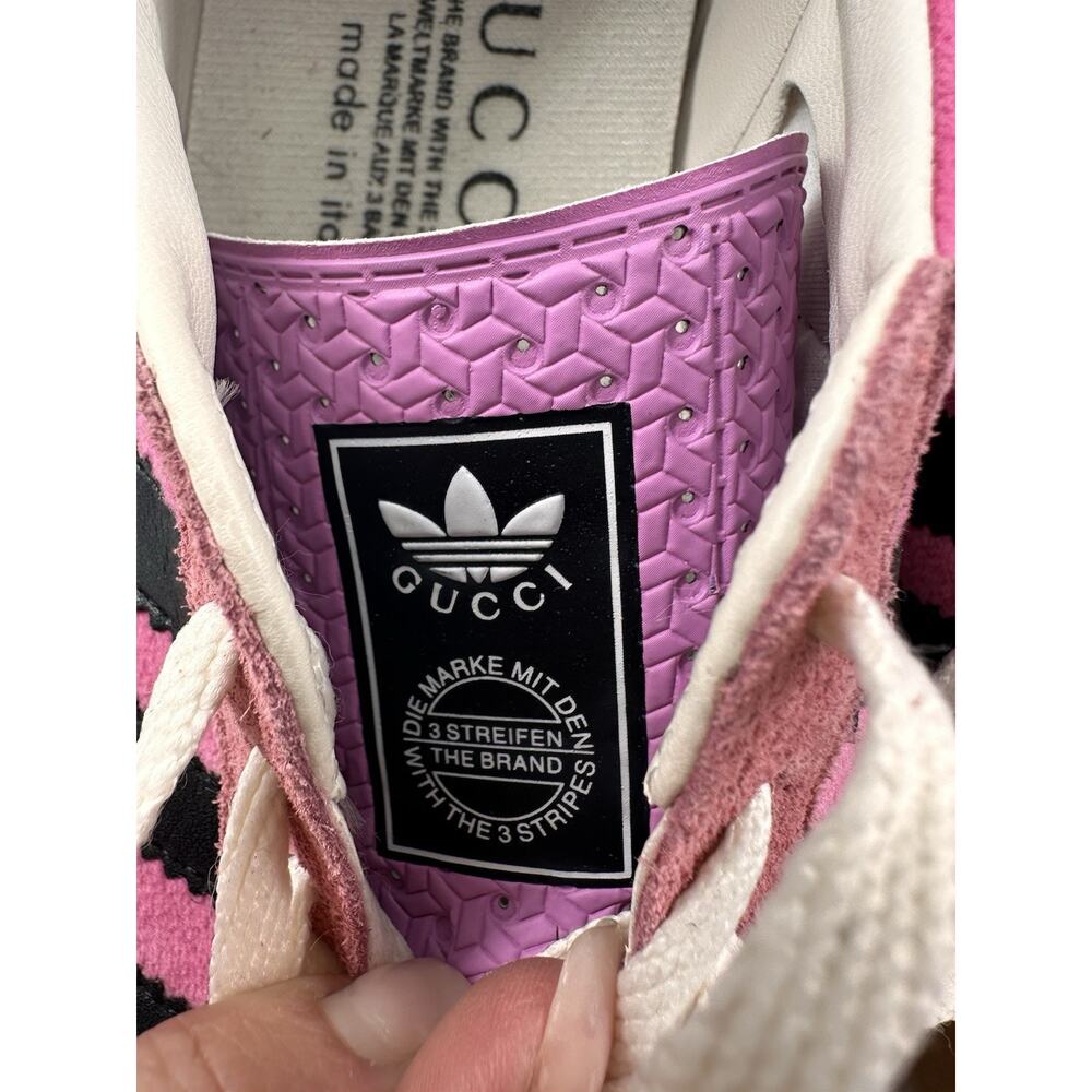 Adidas Women’s Gazelle Suede Bold Pink Black Stripes And Green Sz 8.5 /39 READ - Picture 9 of 13